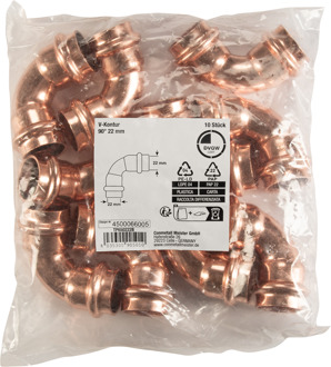 Cornat Perskoppeling Boog 90Gr 22Mm 10St - TP650222B
