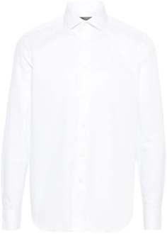 Corneliani Katoenen twill overhemd Corneliani , White , Heren - Xl,M,5Xl,4Xl
