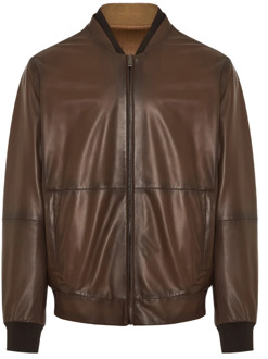 Corneliani Leather Jackets Corneliani , Brown , Heren - 2Xl,4Xl