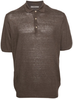 Corneliani Linnen polo shirt 100% Made in Italy Corneliani , Brown , Heren - 2Xl,L
