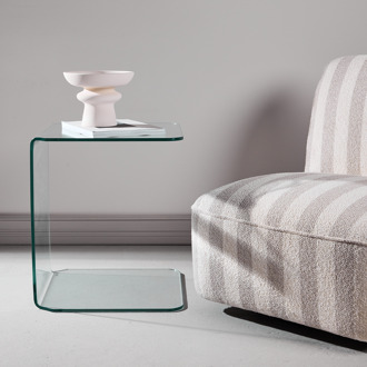 Cornelis glazen bijzettafels transparant - 53 x 45 cm - Set van 2 Groen