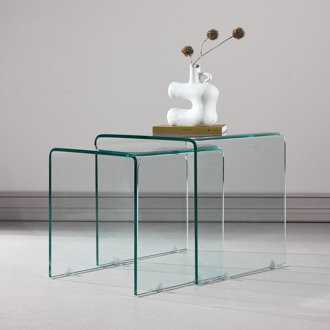 Cornelis glazen bijzettafels transparant - set van 2 Groen