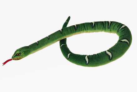 Cornelissen Knuffeldier Python slang - zachte pluche stof - premium knuffels - groen - 100 cm - Knuffeldier