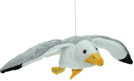 Cornelissen Pluche knuffel dier Zeemeeuw - grijs/wit - 31 cm - Vogels - Vogel knuffels Multikleur