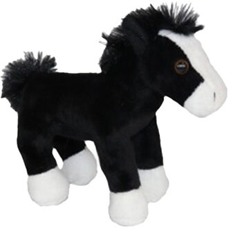 Cornelissen pluche knuffeldier paardje - zwart - 19 cm - boerderijdieren - Paarden knuffels - Knuffel boederijdieren