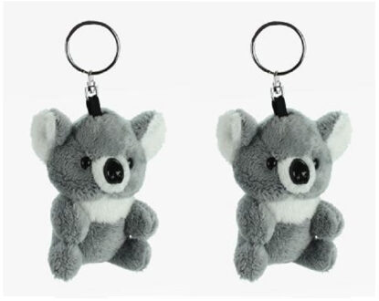 Cornelissen Pluche Koala knuffel dier - 6x stuks - sleutelhanger - grijs - 10 cm - kleine knuffels
