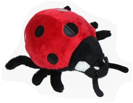 Cornelissen Pluche lieveheersbeestje knuffel - rood/zwart - 15 cm - Insecten dieren knuffels - Knuffeldier