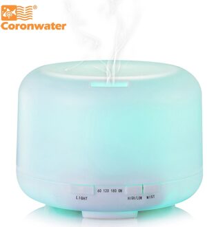 Coronwater 500Ml Aroma Essentiële Olie Diffuser AH507 Ultrasone Luchtbevochtiger 7 Kleur Veranderende Led Verlichting Voor Office Home