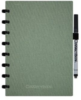 Correctbook Notitieboek Correctbook A5 blanco 40blz linnen olive green