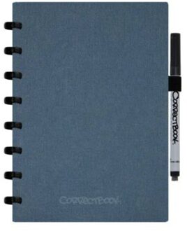 Correctbook Notitieboek Correctbook A5 blanco 40blz linnen steel blue