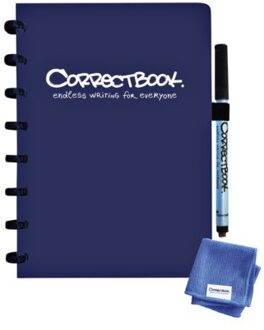 Correctbook Notitieboek Correctbook uitwisbaar en herbruikbaar A5 marine blauw lijn 40blz Zwart
