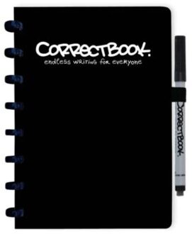 Correctbook Notitieboek Correctbook uitwisbaar en herbruikbaar A5 zwart blanco 40blz