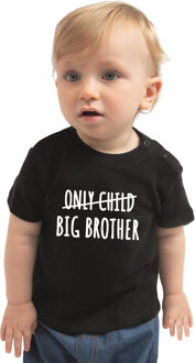 Correctie only child big brother kado shirt voor peuter / kinderen zwart 98 (13-36 maanden)