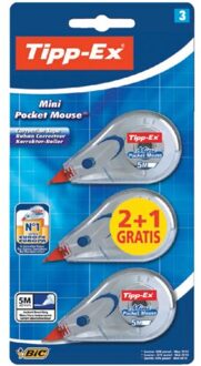 Correctieroller Tipp-ex 5mmx6m pocket mini mouse blister 2+1 gratis Wit