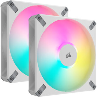 Corsair AF ELITE Series AF140 RGB ELITE WHITE 140mm Fluid Dynamic RGB Fan with AirGuideDual Pack with Lighting Node CORE