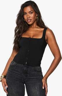 Corsettop Met Haak- En Oogsluiting, Black - 38
