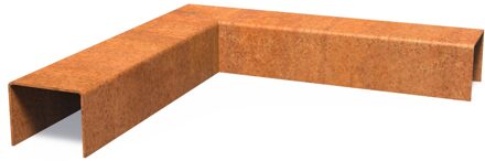 Cortenstaal overzetprofiel (6,4cm.) binnen/buitenhoek 30x30x5cm.
