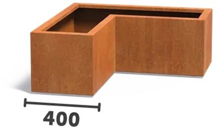 Cortenstaal plantenbak CARREZ L-vorm 100x100x40cm.