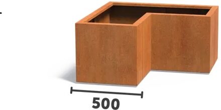 Cortenstaal plantenbak CARREZ L-vorm 100x100x50cm.