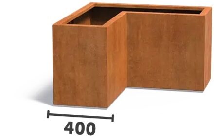 Cortenstaal plantenbak CARREZ L-vorm 100x100x60cm.