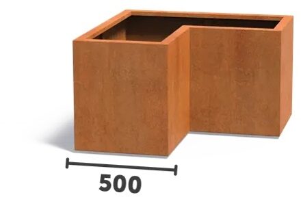 Cortenstaal plantenbak CARREZ L-vorm 100x100x60cm.