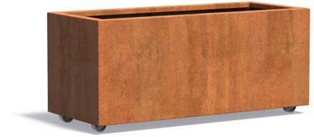Cortenstaal plantenbak CARREZ met wielen 120x50x50cm.
