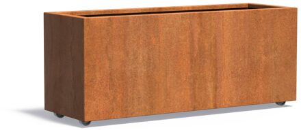 Cortenstaal plantenbak CARREZ met wielen 150x50x60cm.