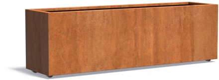 Cortenstaal plantenbak CARREZ met wielen 200x50x60cm.