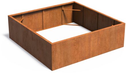 Cortenstaal plantenbak CARREZ zonder bodem 200x200x60cm.