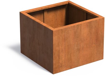 Cortenstaal plantenbak CARREZ zonder bodem 80x80x60cm.