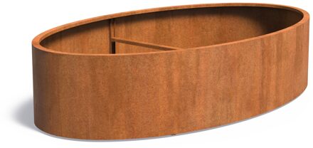 Cortenstaal plantenbak Ellipse 280x160x60cm.