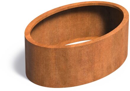 Cortenstaal plantenbak Ellipse zonder bodem 120x80x40cm.