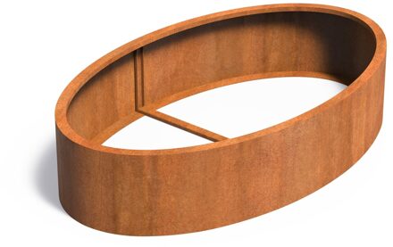 Cortenstaal plantenbak Ellipse zonder bodem 200x120x40cm.