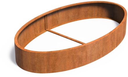 Cortenstaal plantenbak Ellipse zonder bodem 280x160x40cm.