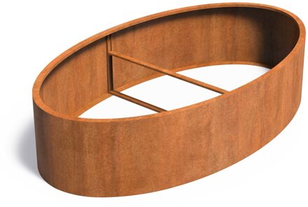 Cortenstaal plantenbak Ellipse zonder bodem 280x160x60cm.