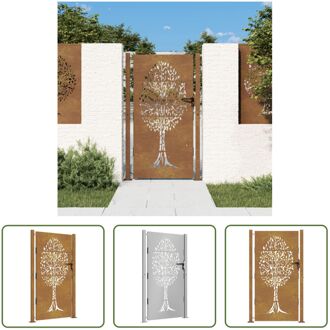 Cortenstaal Tuinpoort - 105 x 205 cm - Roestig - Afsluitbaar - Lasergesneden ontwerp