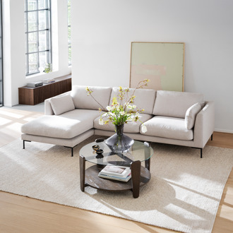 Corwin gestoffeerde hoekbank beige - links - 270 cm