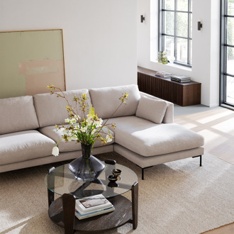 Corwin gestoffeerde hoekbank beige - rechts - 270 cm