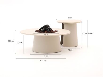 Cosi Cosidune lounge vuurtafelset ø 100cm (h: 40cm)/ø 55cm (h: 55cm) - Laagste prijsgarantie! Taupe