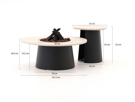 Cosi Cosidune lounge vuurtafelset ø 100cm (h: 40cm)/ø 55cm (h: 55cm) - Laagste prijsgarantie! Taupe