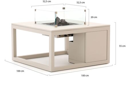 Cosi Cosiraw lounge vuurtafel 100x100x55cm - Laagste prijsgarantie! Taupe