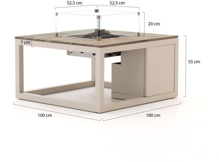Cosi Cosiraw lounge vuurtafel 100x100x55cm - Laagste prijsgarantie! Taupe