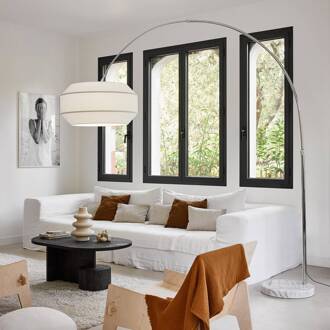 Cosiness booglamp vloerlamp Ø 68 cm wit, chroom, wit gemarmerd