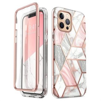 COSMO 360° Backcase Hoesje Met Screen Protector iPhone 12 Pro Max - Marble Wit