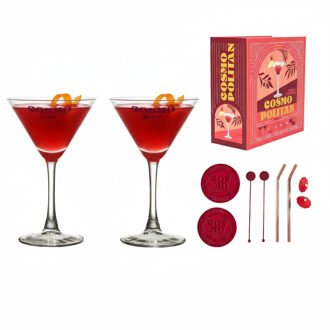 Cosmopolitan Cocktail Giftset - 10-delig - luxe cadeauset - martini glazen - vaderdag / moederdag Rood