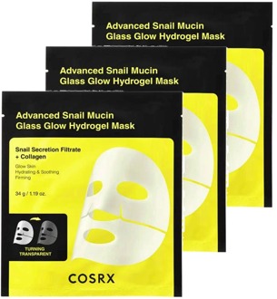 CosRx Gezichtsmasker Cosrx Advanced Snail Mucin Glass Glow Hydrogel Mask 3-pack 3 st