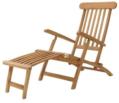 Costa ligstoel van Teak Hout Lounger Deckchair / Tuinligstoel verstelbaar in 4 standen Beige