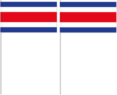 Costa Rica zwaaivlaggetjes/handvlaggen - 12 x 24 cm - papier - stokje van 40 cm Multi