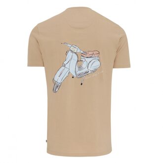 COSTANZO | T-shirt With Scooter Design Taupe  2XL Bruin