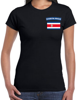 Costarica landen shirt met vlag zwart voor dames - borst bedrukking 2XL